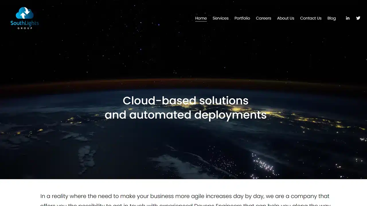 Captura del sitio web de SouthLights Group, desarrollado por Fernando Penfold
