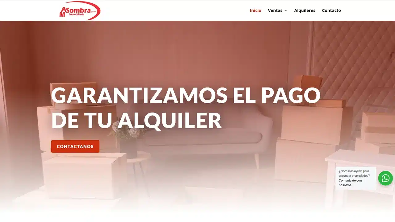 Captura del sitio web de AM Sombra Inmobiliaria, desarrollado por Fernando Penfold