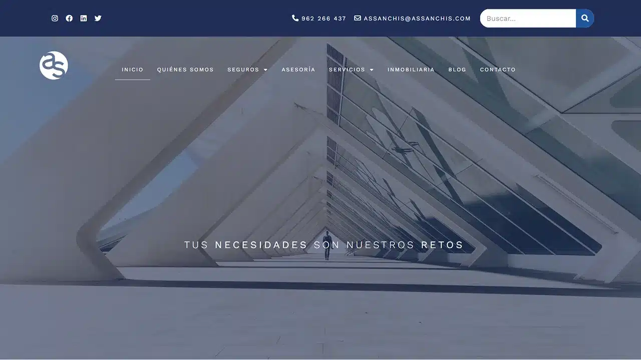 Captura del sitio web de A. Sanchis, desarrollado por Fernando Penfold