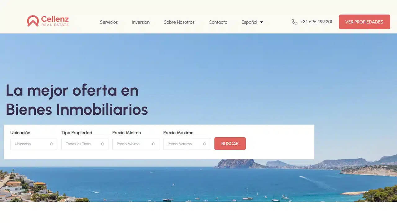 Captura del sitio web de Cellenz, desarrollado por Fernando Penfold