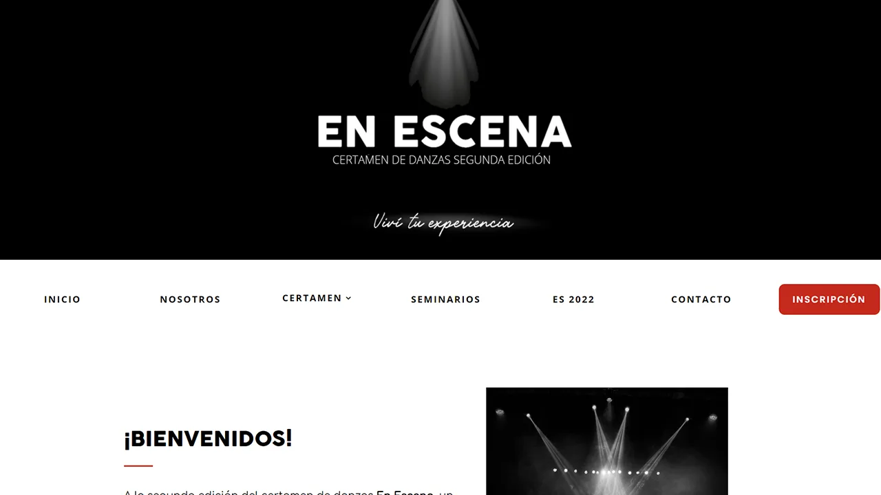 Captura del sitio web de En Escena, desarrollado por Fernando Penfold