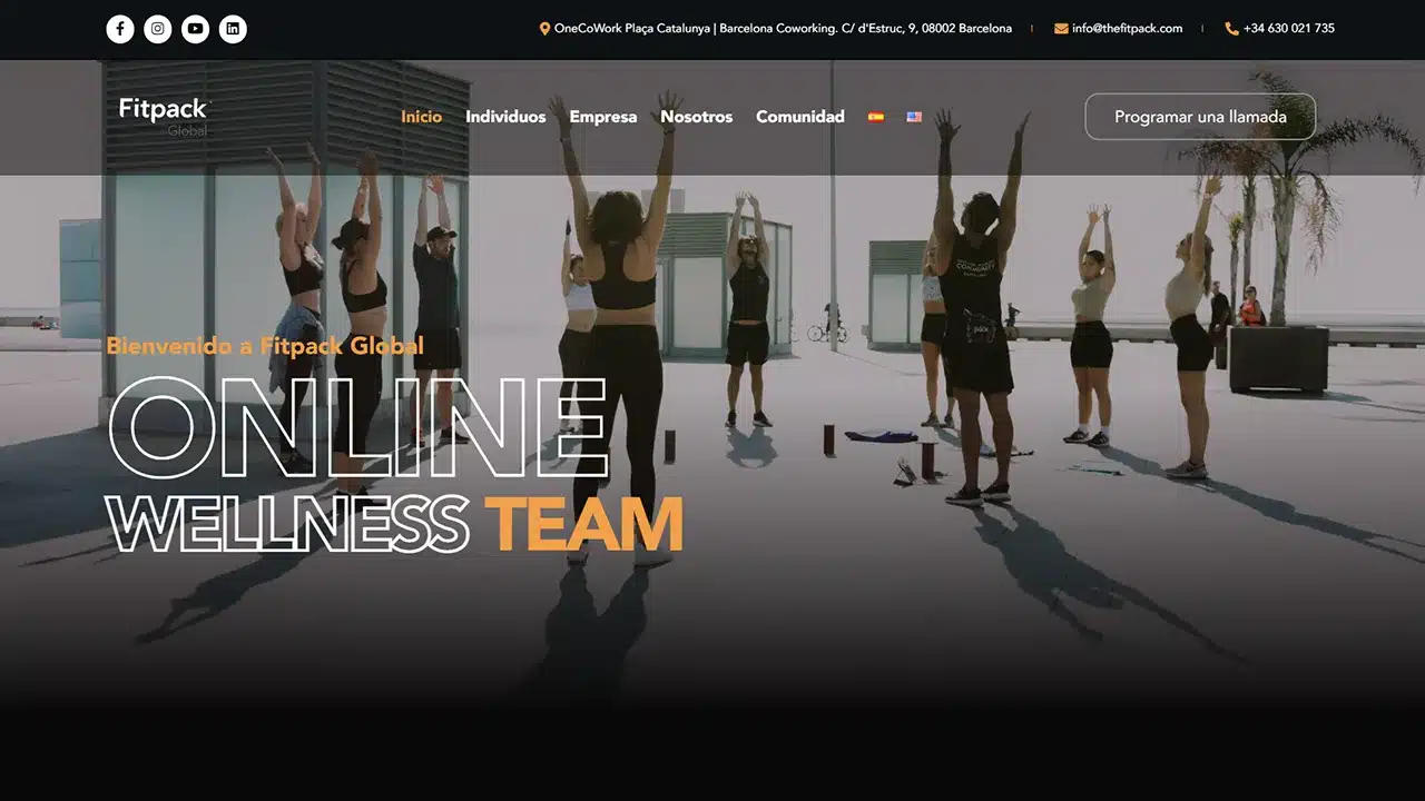 Captura del sitio web de Fitpack, desarrollado por Fernando Penfold