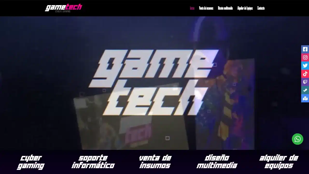 Captura del sitio web de GameTech Cyber, desarrollado por Fernando Penfold