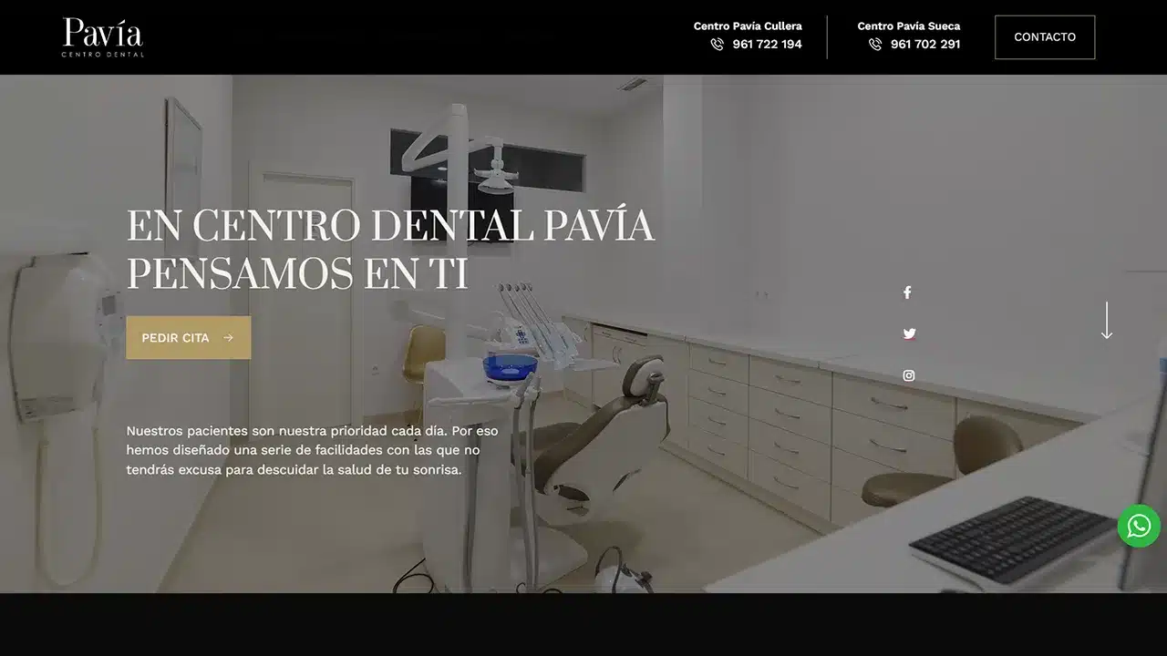 Captura del sitio web de Pavia, desarrollado por Fernando Penfold