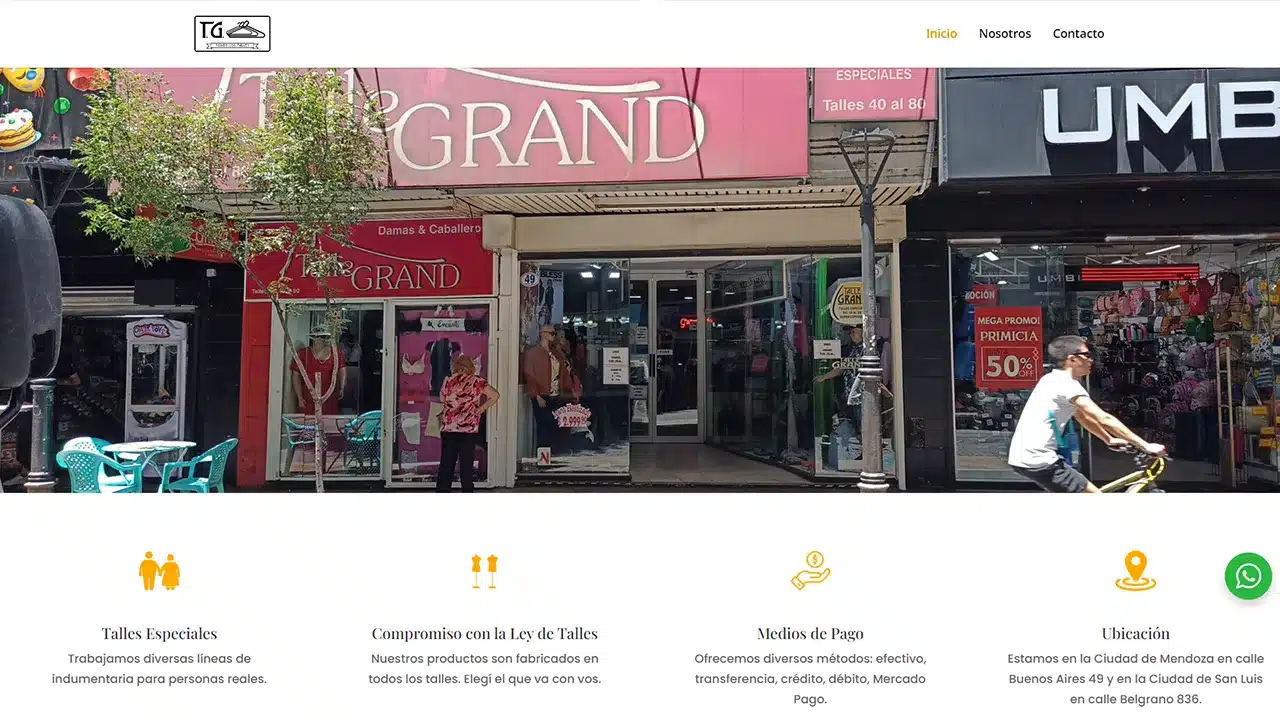 Captura del sitio web de Talle Grand, desarrollado por Fernando Penfold