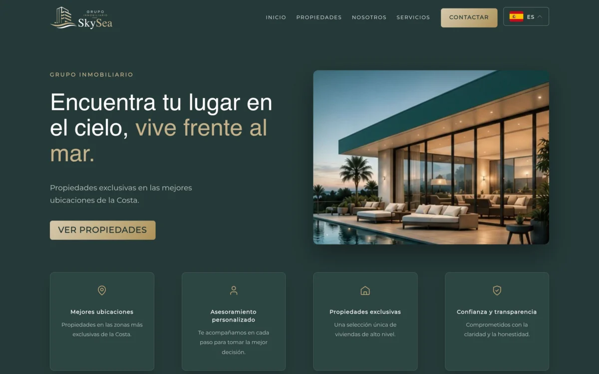 Web de SkySea Grupo Inmobiliario